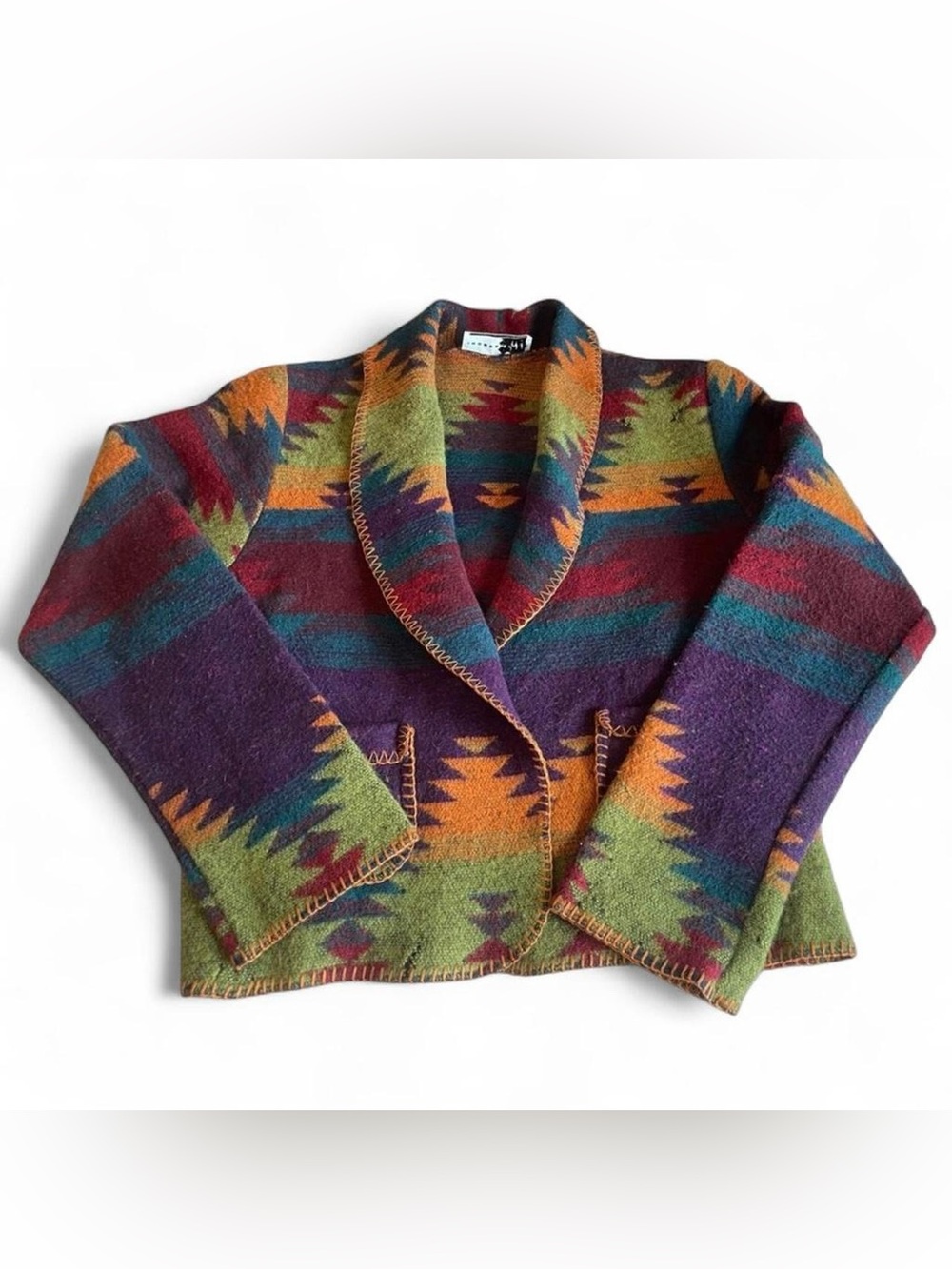 Vintage Rhonda Stark Southwestern Inspired Wool Blazer Jacket